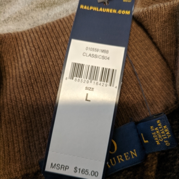 Polo Ralph Lauren Brown herringbone sweater L - Picture 3 of 5